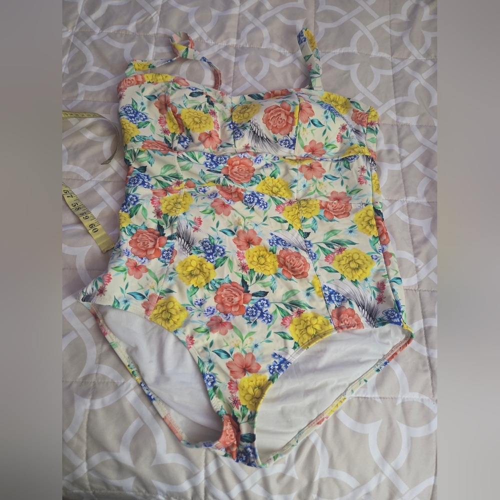 Torrid White and Yellow Swimsuit
